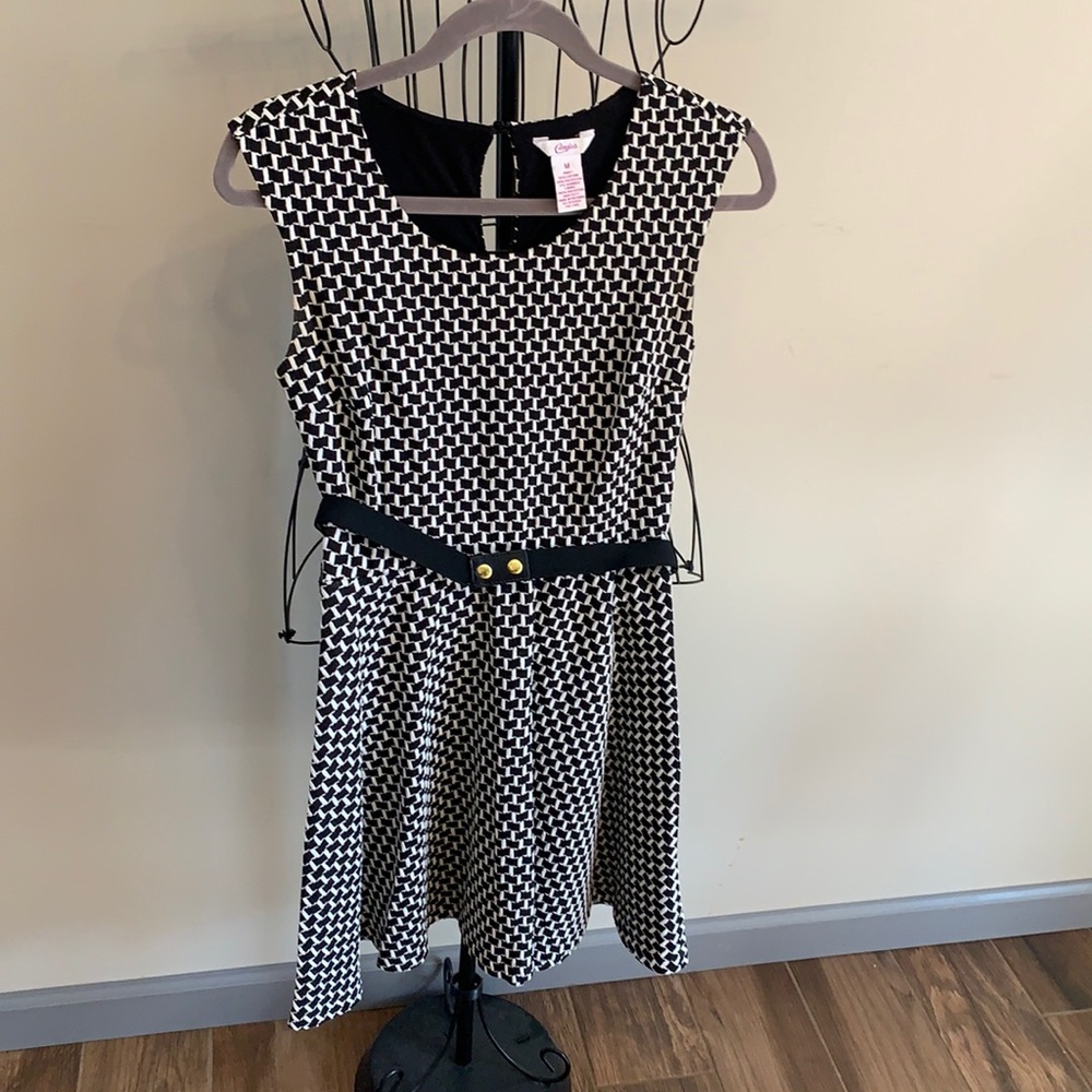 Candies black and white dress with A line skirt
